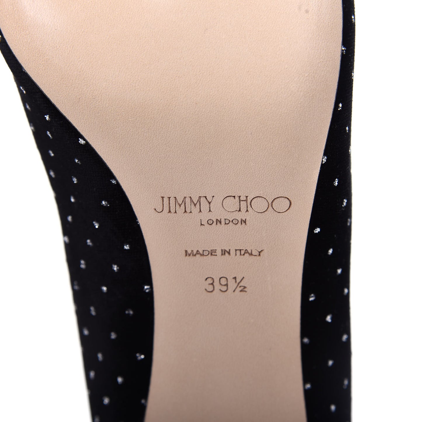 Glitter Spotted Velvet Pointy Toe Romy 85 Pumps 39.5 Black Silver