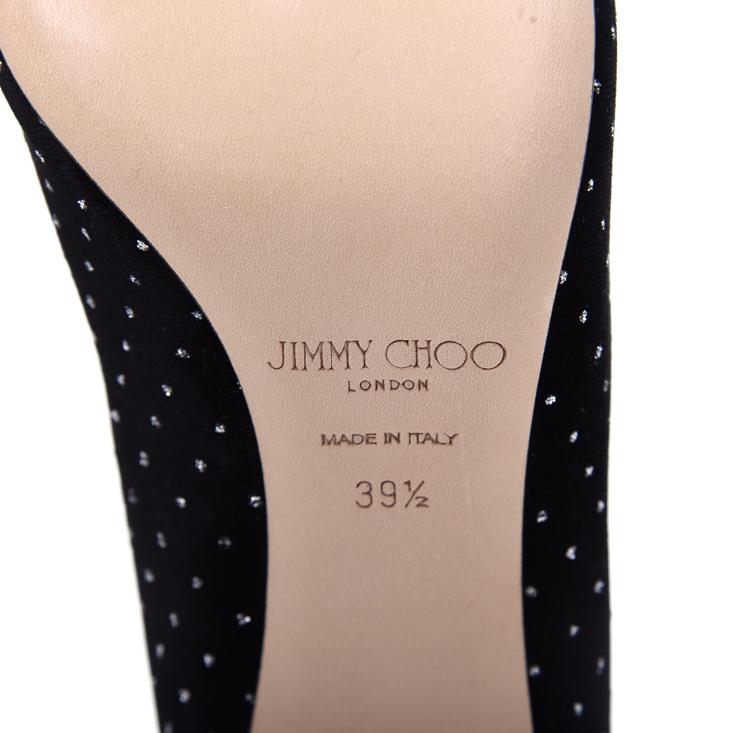 Jimmy Choo Glitter Spotted Velvet Pointy Toe Romy 85 Pumps 39.5 Black Silver 9 of 10