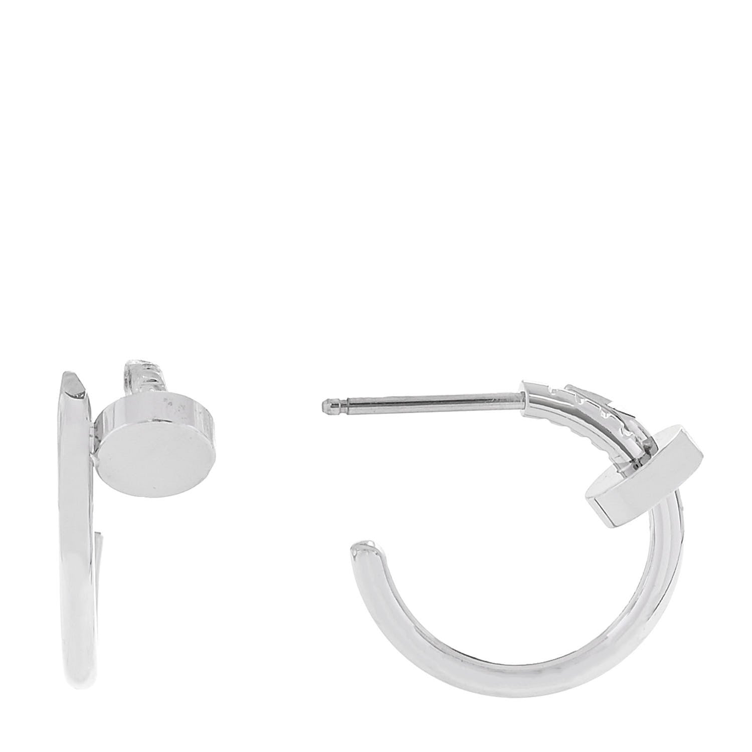 Cartier 18K White Gold Juste Un Clou Hoop Earrings 1 of 6