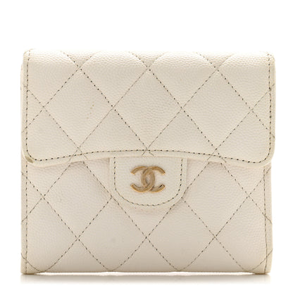 Chanel Caviar Quilted Compact Flap Wallet White 1 of 15