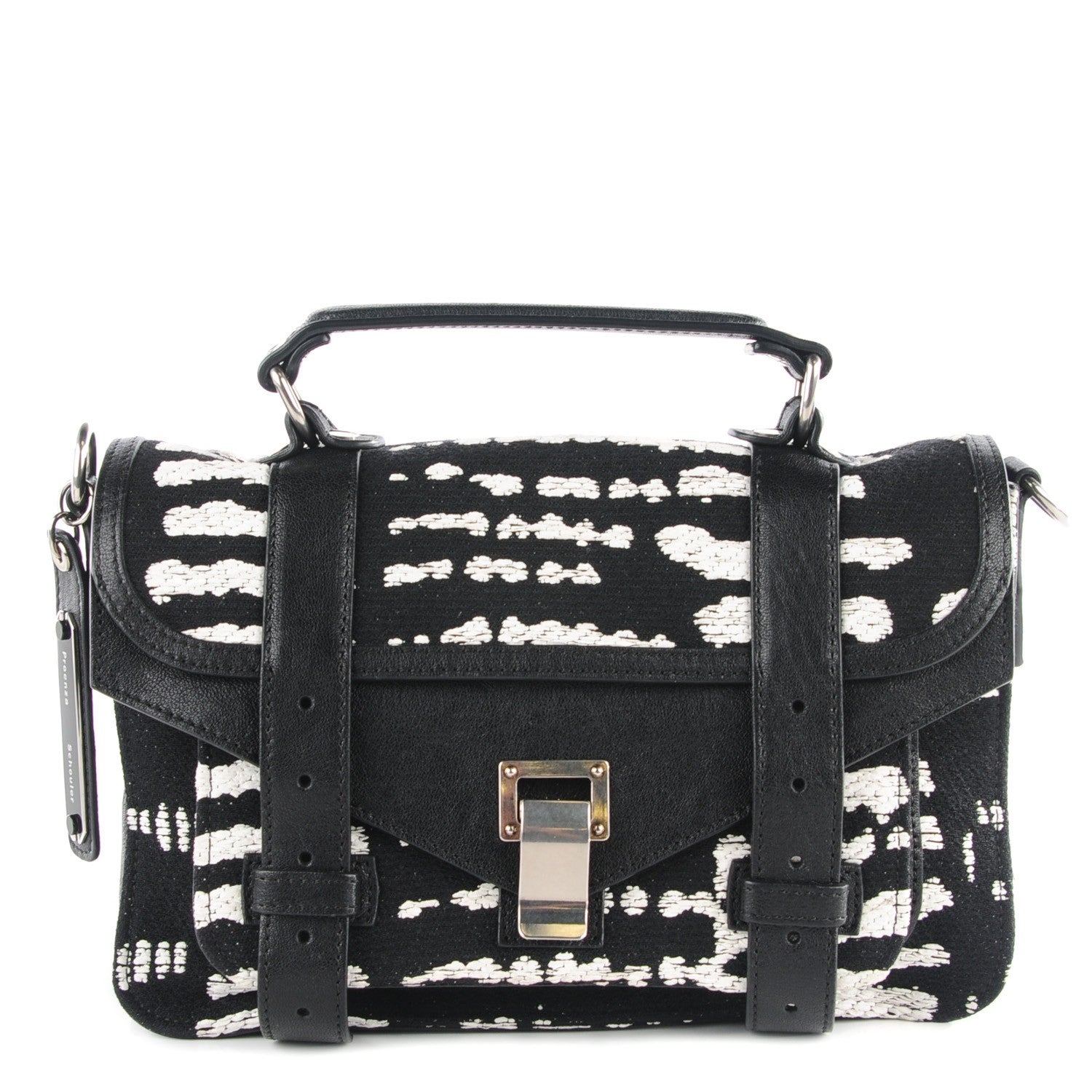 Proenza Schouler Jacquard Woodblock PS1 Tiny Satchel Black White 1 of 14