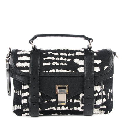 Proenza Schouler Jacquard Woodblock PS1 Tiny Satchel Black White 1 of 14
