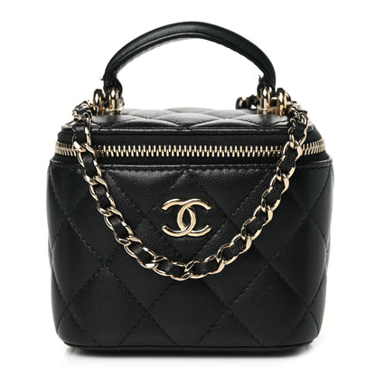 Chanel Lambskin Quilted Top Handle Mini Vanity Case With Chain Black 1 of 11