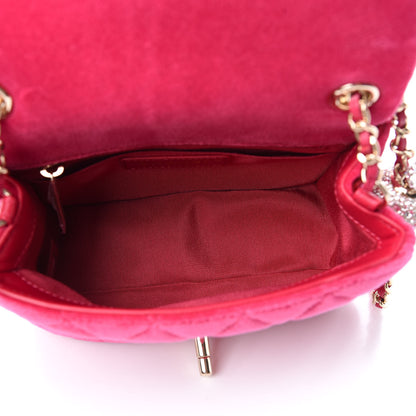 Chanel Velvet Quilted Mini Square Pearl Crush Flap Fuchsia 5 of 10