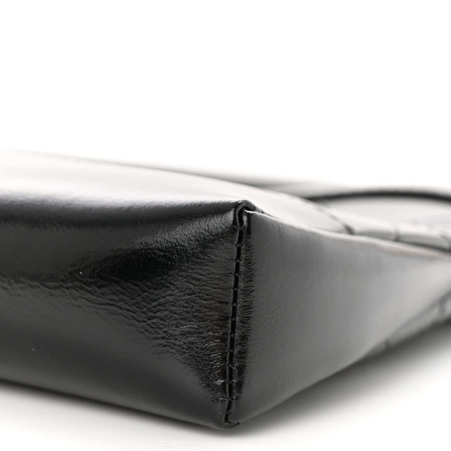 Shiny Crumpled Calfskin Quilted Nano 31 Shopping Bag Black