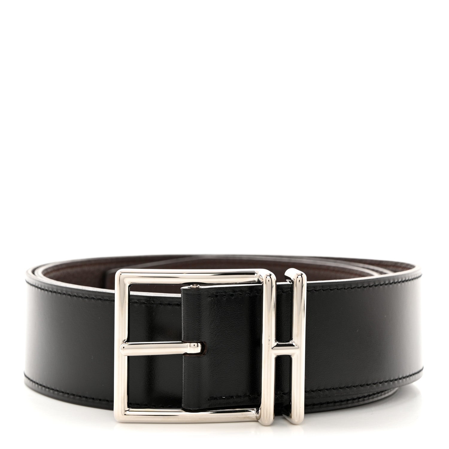 Hermes Box Togo Nathan 40 Belt 90 36 Black Chocolate 1 of 6