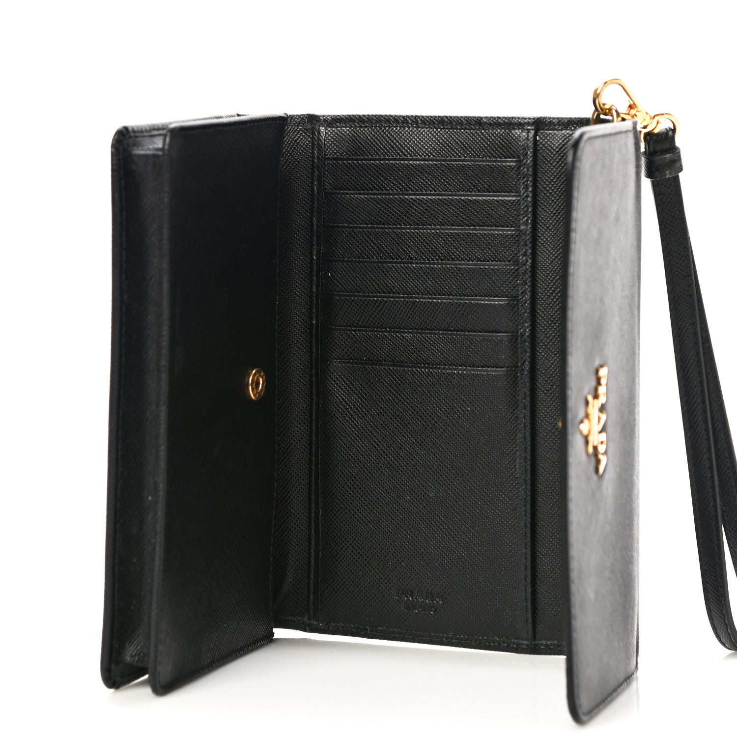 Prada Saffiano Metal Phone Wristlet Wallet Black 5 of 10