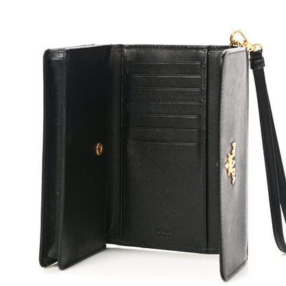 Prada Saffiano Metal Phone Wristlet Wallet Black 5 of 10
