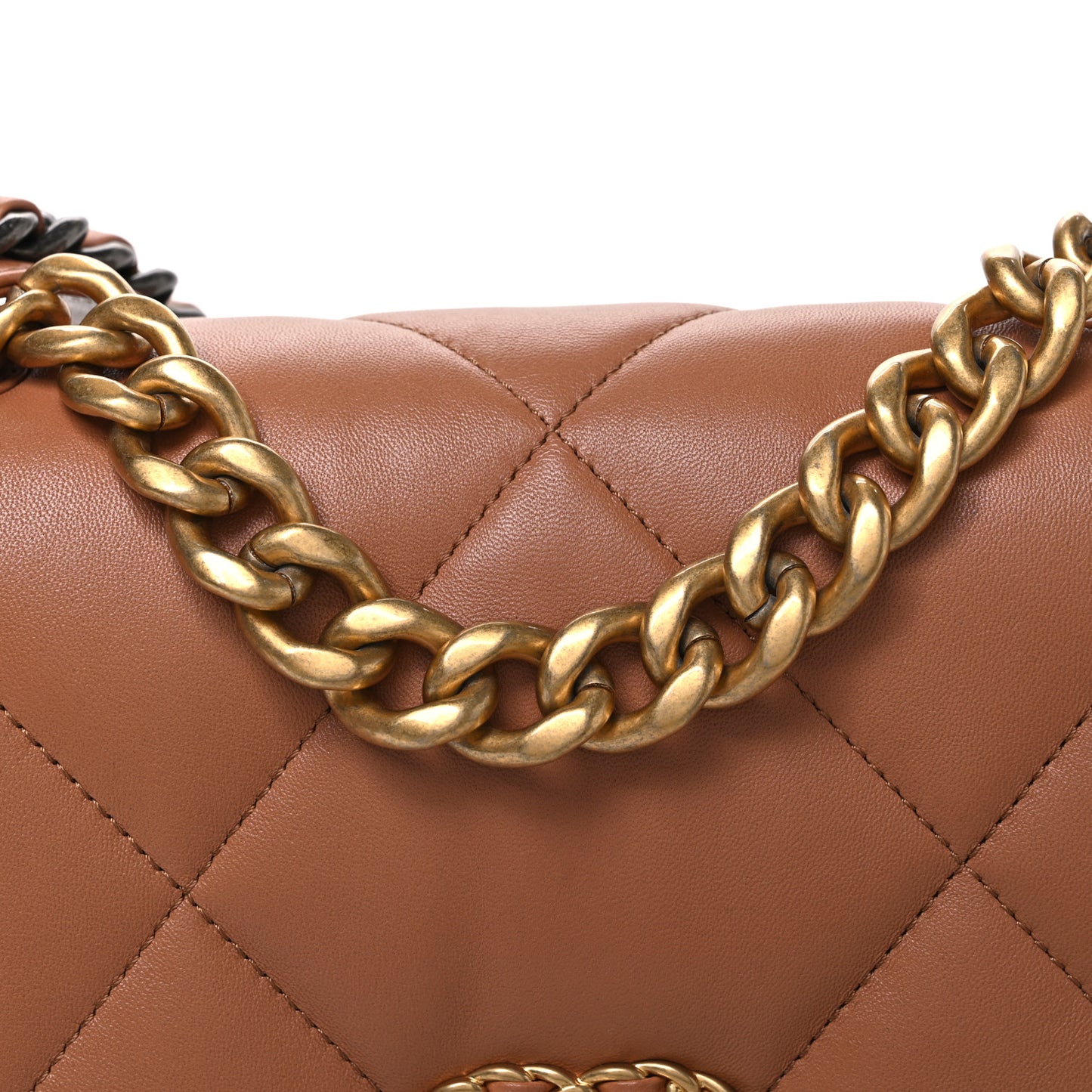Lambskin Quilted Medium Chanel 19 Flap Brown