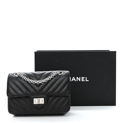Chanel Aged Calfskin Chevron Quilted 2.55 Reissue Mini Flap Black 12 of 12
