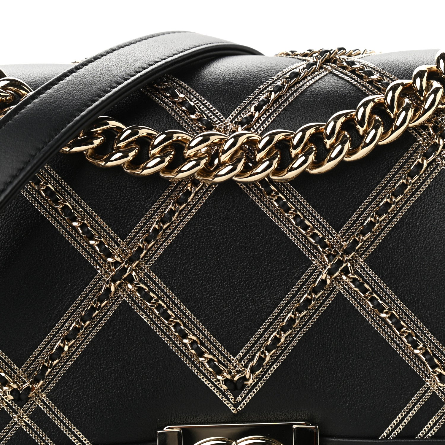 Chanel Calfskin Quilted Medium Chain Boy Flap Black 8 of 11