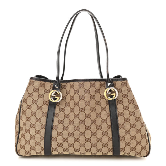 Monogram Medium Twins Tote Dark Brown