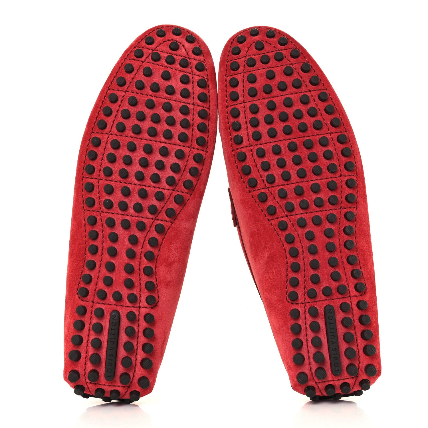 Louis Vuitton Suede Calfskin Mens LV Porto Vecchio Moccasin Loafers 8 Red 7 of 11
