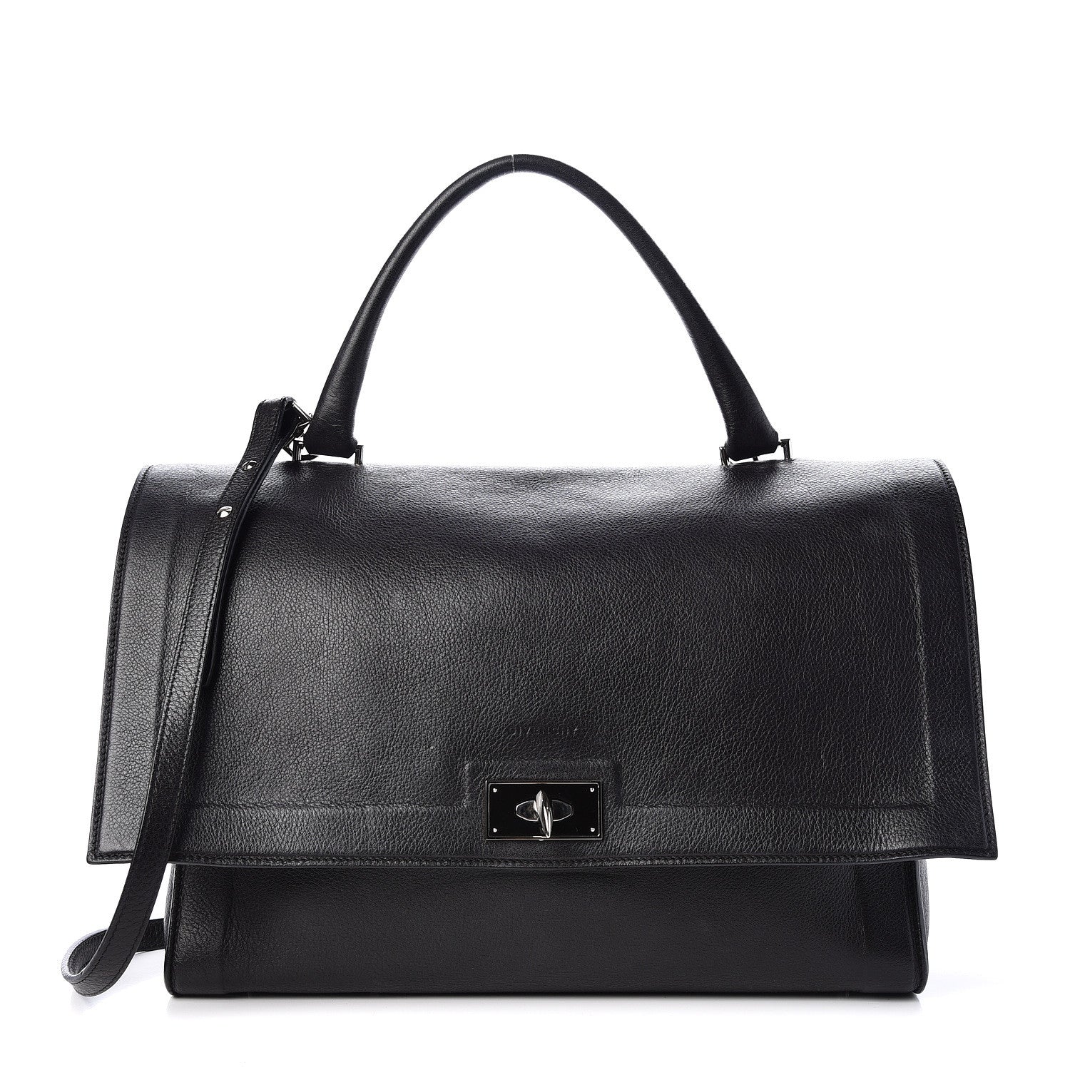 Givenchy Grained Calfskin Medium Shark Lock Satchel Black 1 of 10
