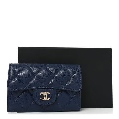 Chanel Caviar Quilted Flap Card Holder Wallet Navy Blue 9 of 9