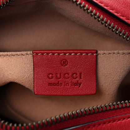 Gucci Calfskin Matelasse Mini GG Marmont Chain Shoulder Bag Hibiscus Red 6 of 9
