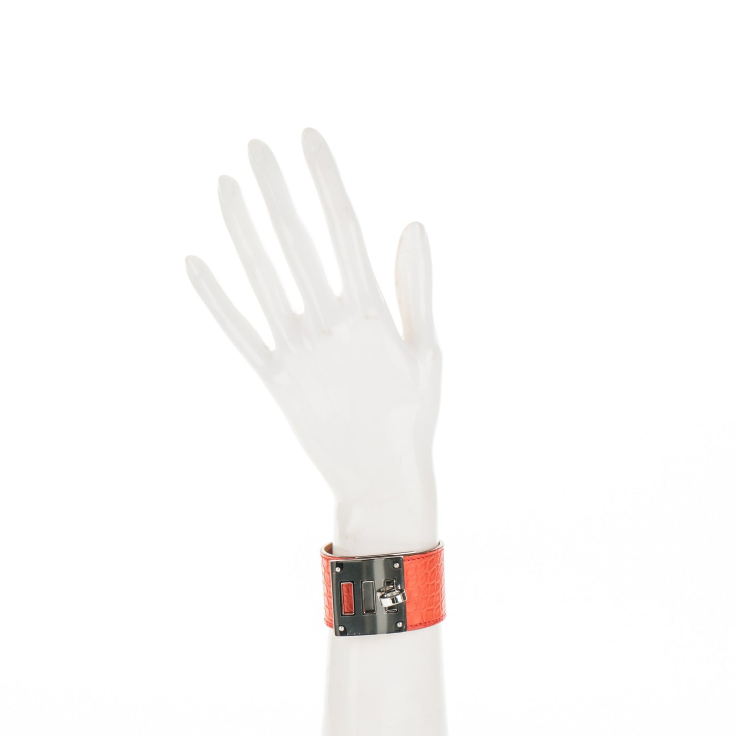 Matte Alligator Kelly Dog Cuff Orange Poppy