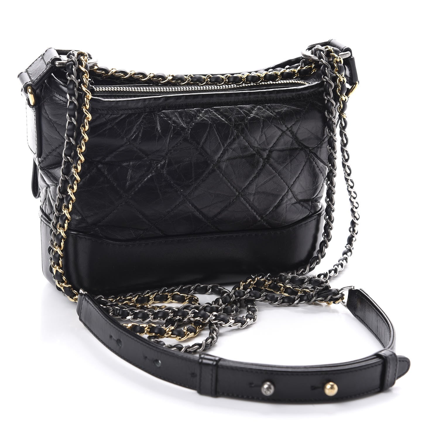 Chanel Aged Calfskin Quilted Small Gabrielle Hobo Black 3 of 10