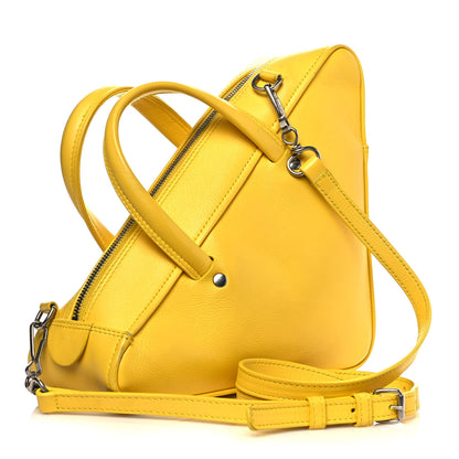Balenciaga Shiny Day Calfskin Logo S Triangle Duffle Jaune Black 3 of 17