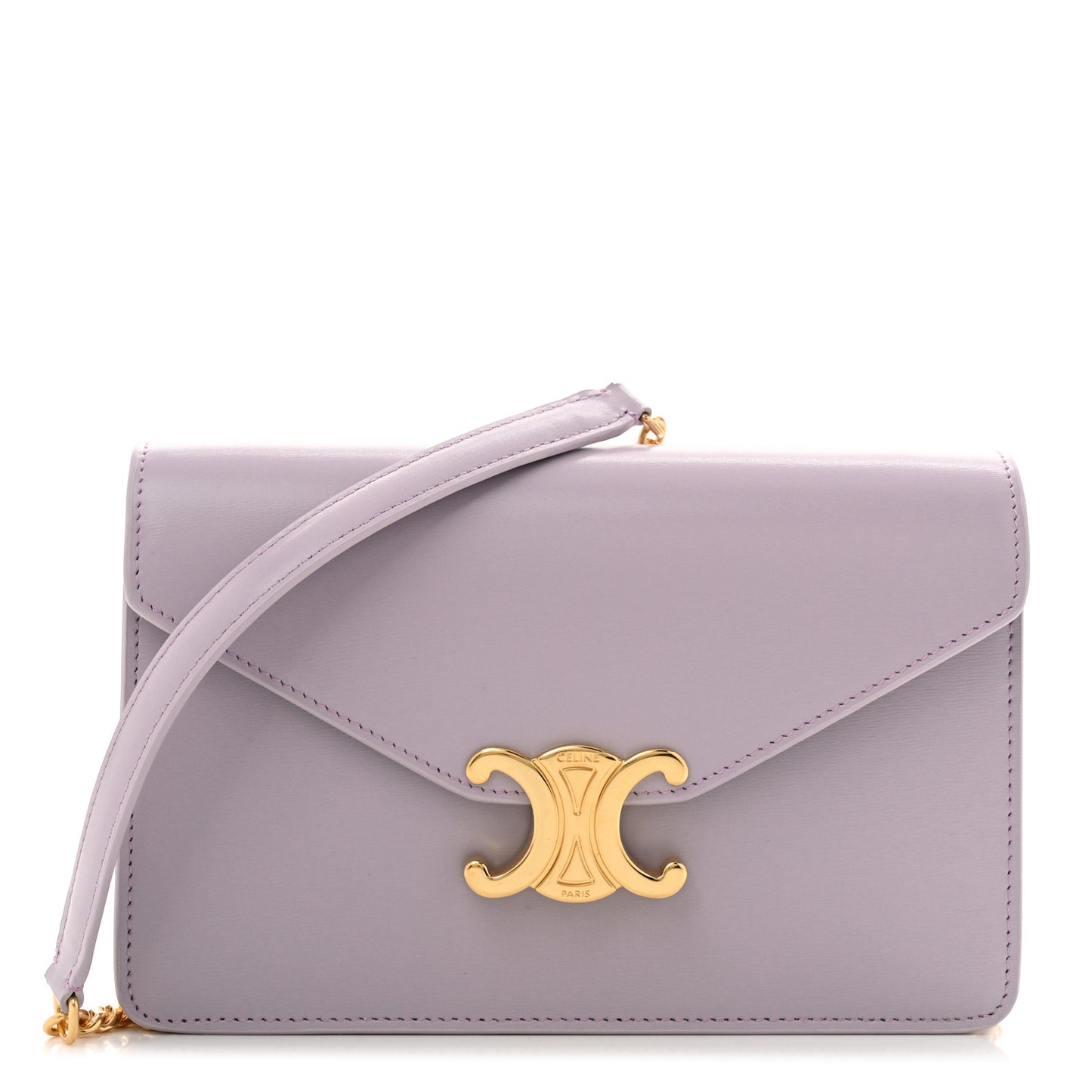 Shiny Calfskin Triomphe Margo Wallet on Chain Light Lavender