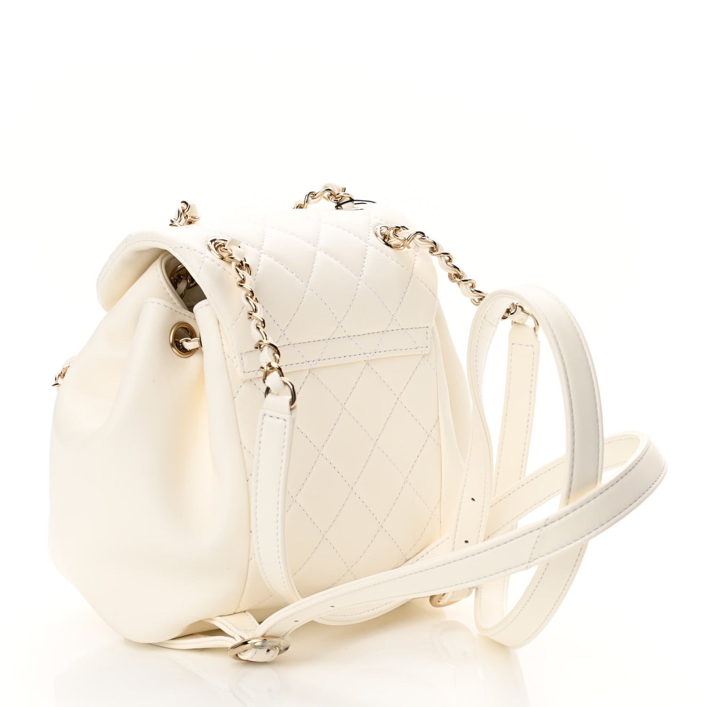 Lambskin Quilted Small Duma Drawstring Backpack White