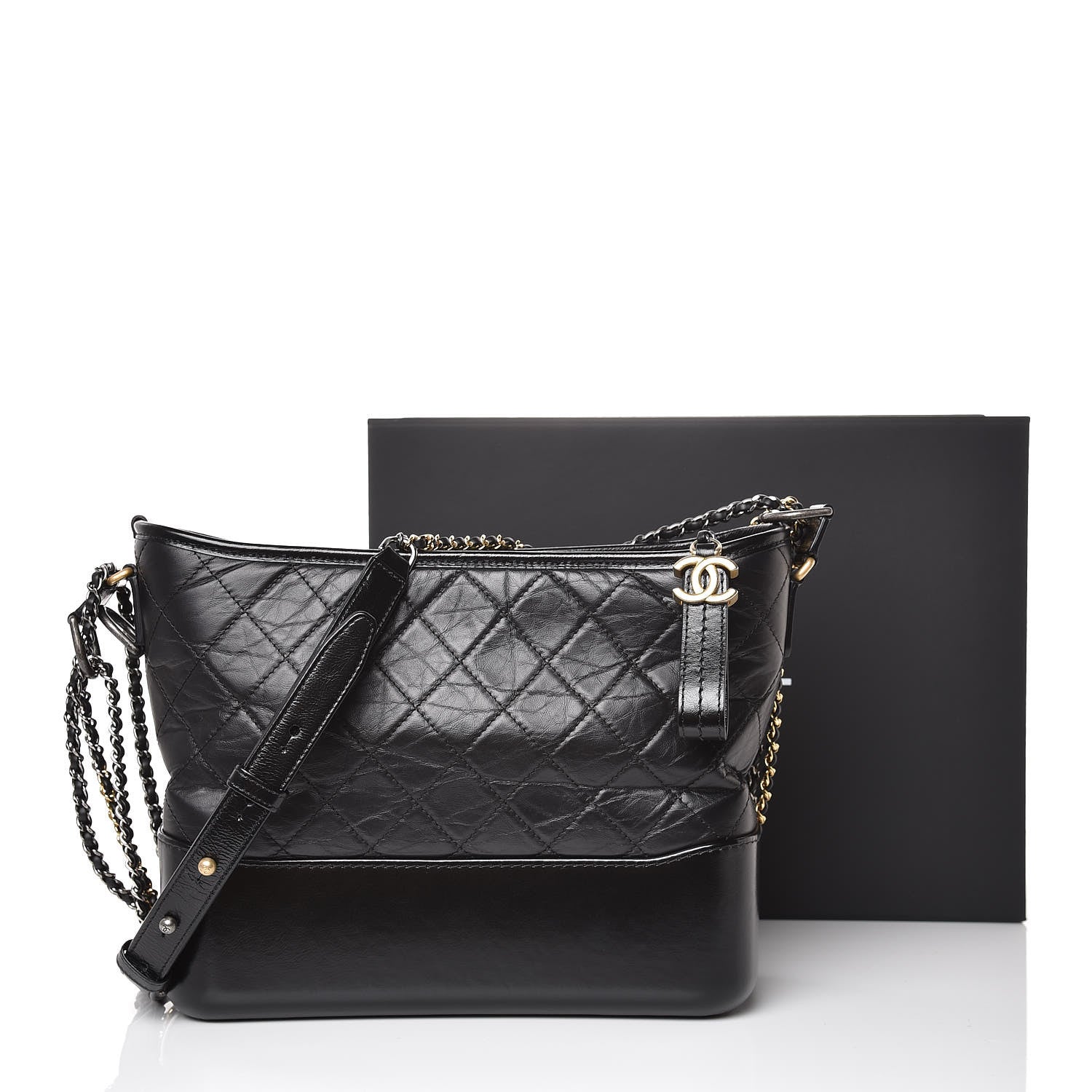 Chanel Aged Calfskin Quilted Medium Gabrielle Hobo Black 11 of 11
