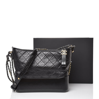 Chanel Aged Calfskin Quilted Medium Gabrielle Hobo Black 11 of 11