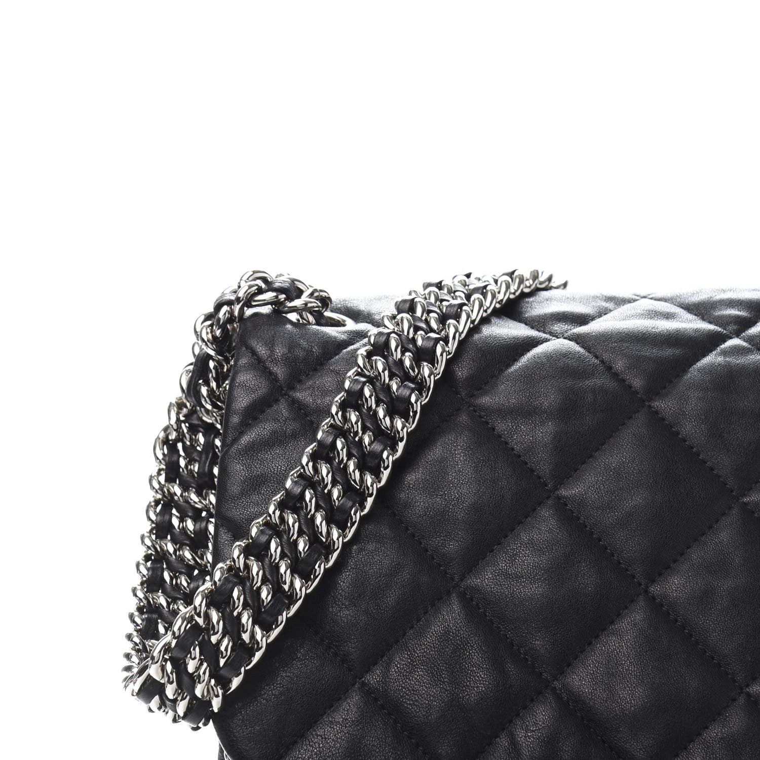 Chanel Washed Lambskin Quilted Maxi Chain Around Flap Black 11 of 12