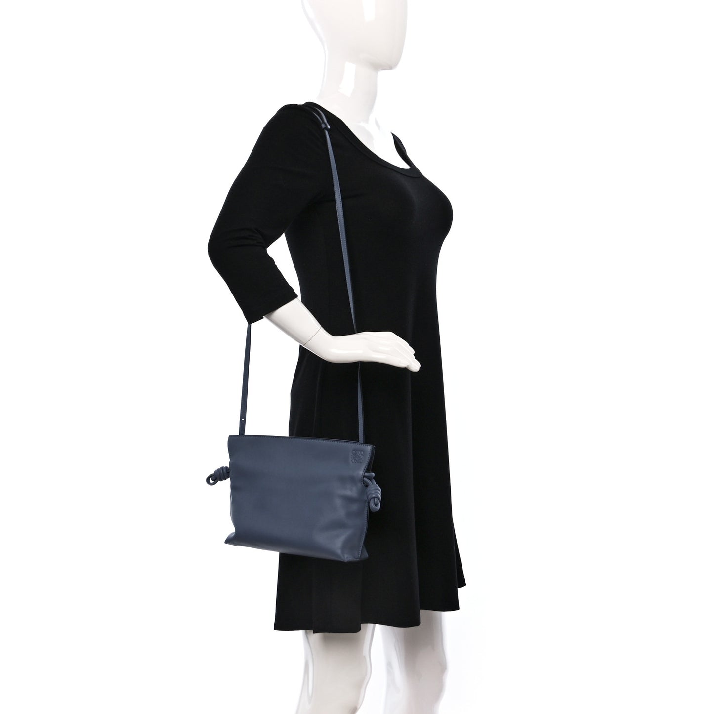 Calfskin Mini Flamenco Knot Bag Indigo Tan