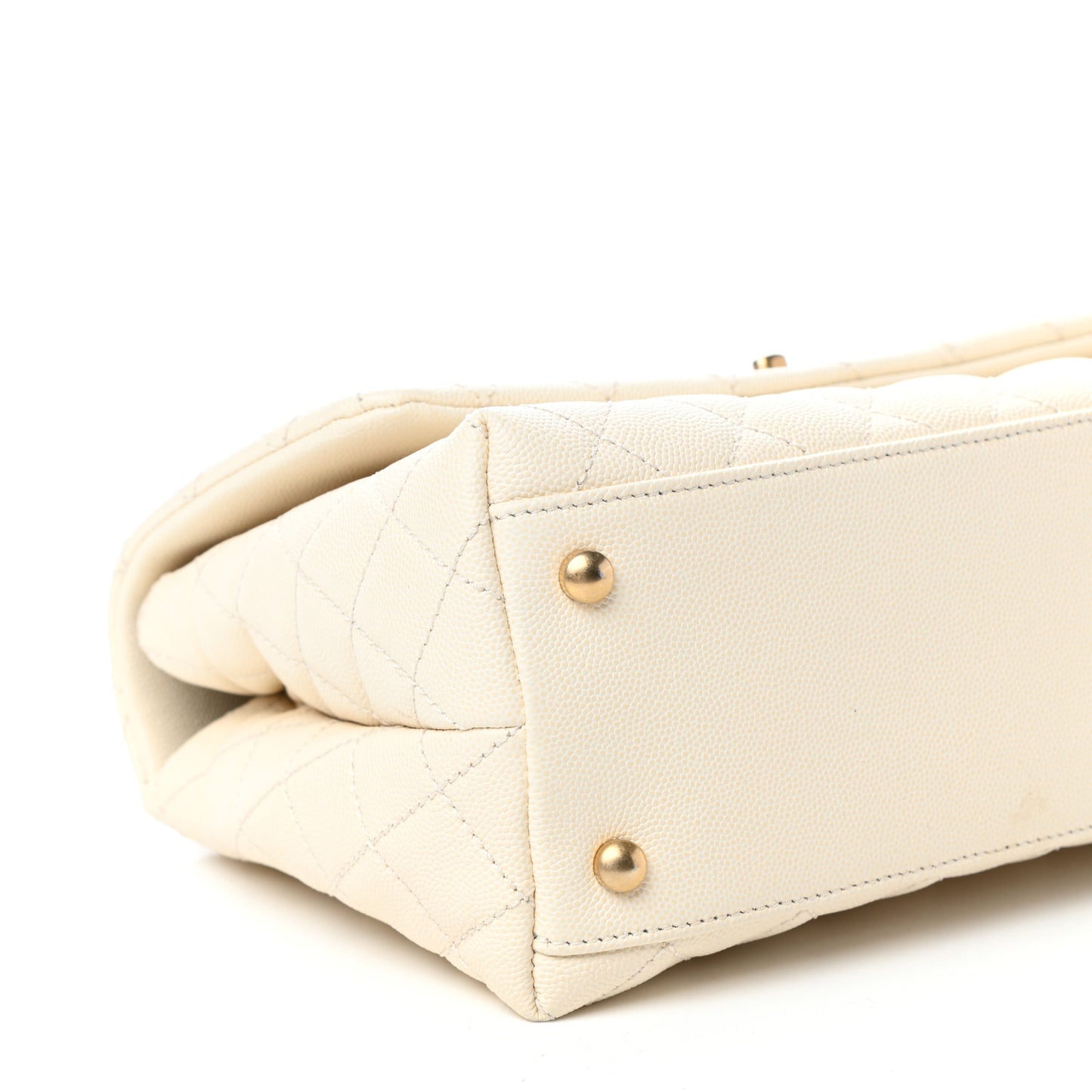 Caviar Lizard Quilted Small Coco Handle Flap Ivory