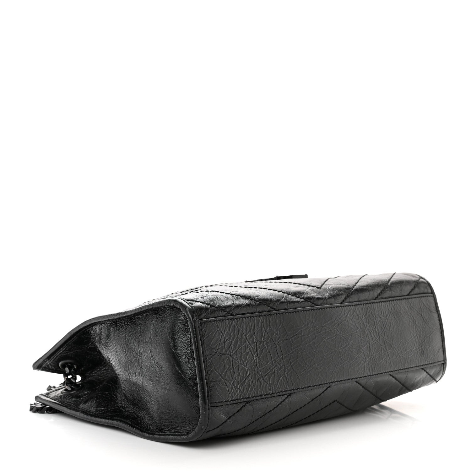 Saint Laurent Crinkled Calfskin Matelasse Monogram Medium Niki Shopper Tote Black 4 of 9
