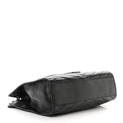Saint Laurent Crinkled Calfskin Matelasse Monogram Medium Niki Shopper Tote Black 4 of 9