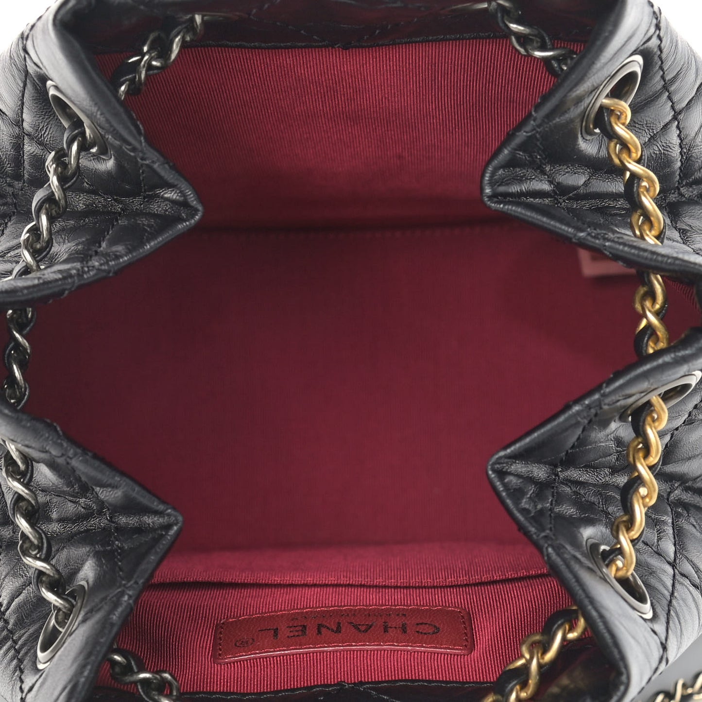 Aged Calfskin Quilted Small Gabrielle Backpack Black