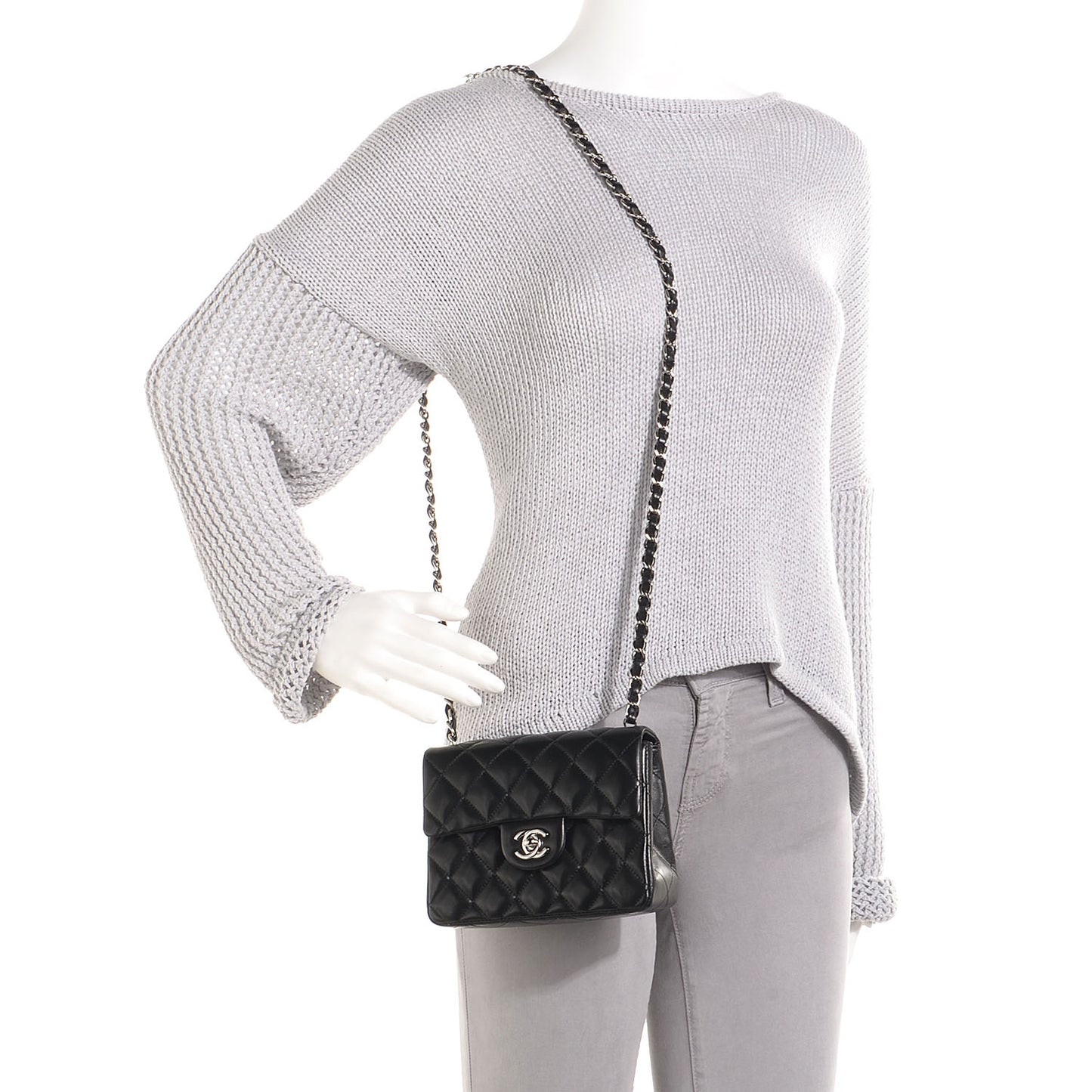 Lambskin Mini Square Flap Black