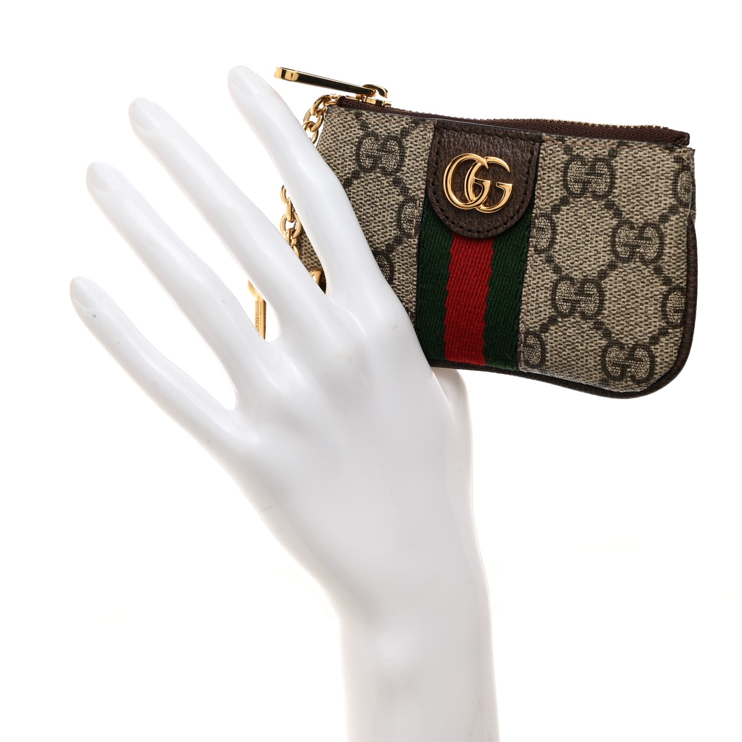 Gucci GG Supreme Monogram Web Ophidia Key Case Beige New Acero 2 of 7