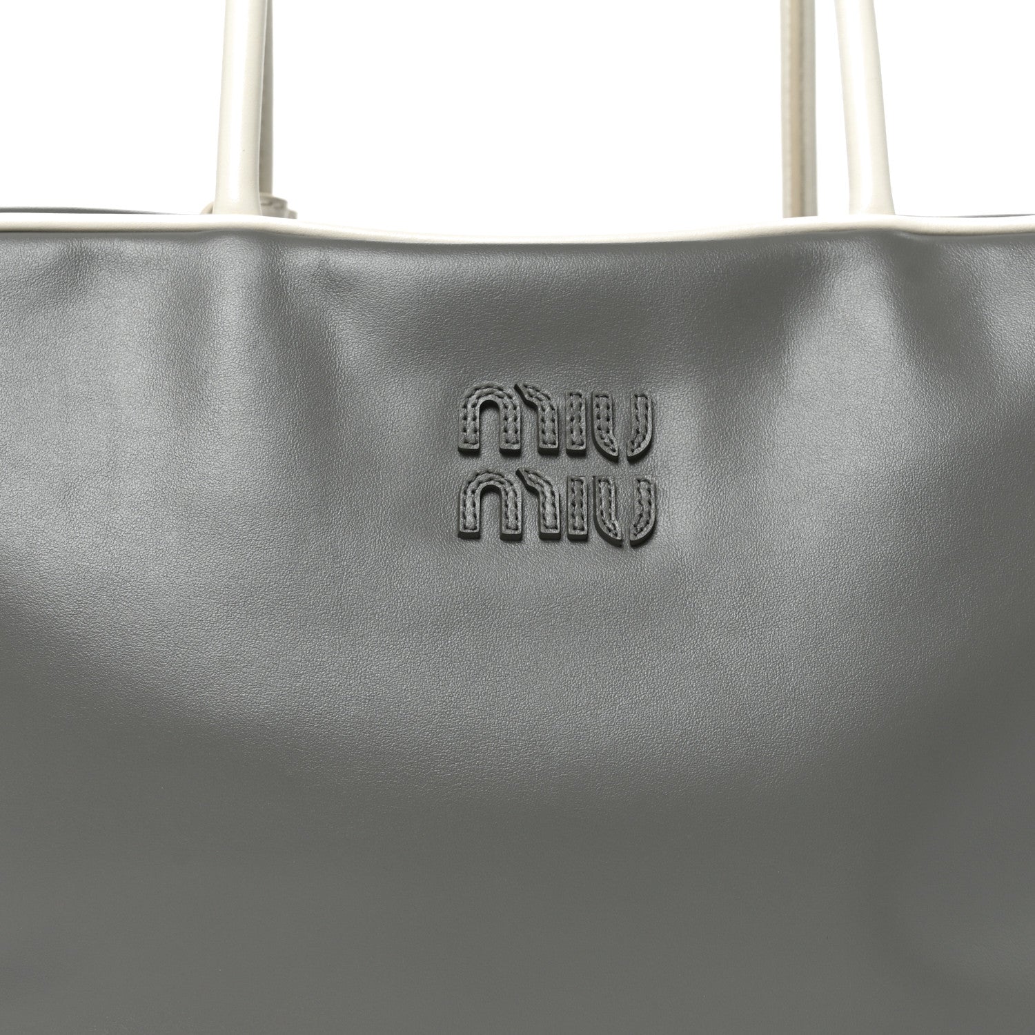 Miu Miu Soft Calf Softy Contrast Large Beau Top Handle Bag Marmo White 7 of 9