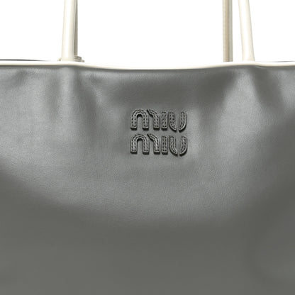 Miu Miu Soft Calf Softy Contrast Large Beau Top Handle Bag Marmo White 7 of 9