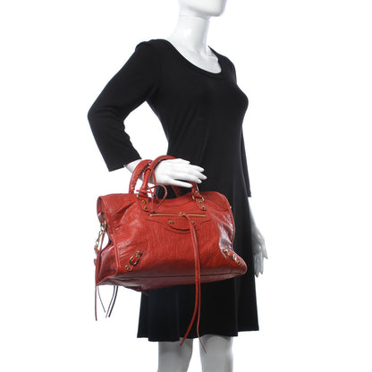 Balenciaga Agneau Classic Gold Hardware City Rouge Groseille 3 of 8