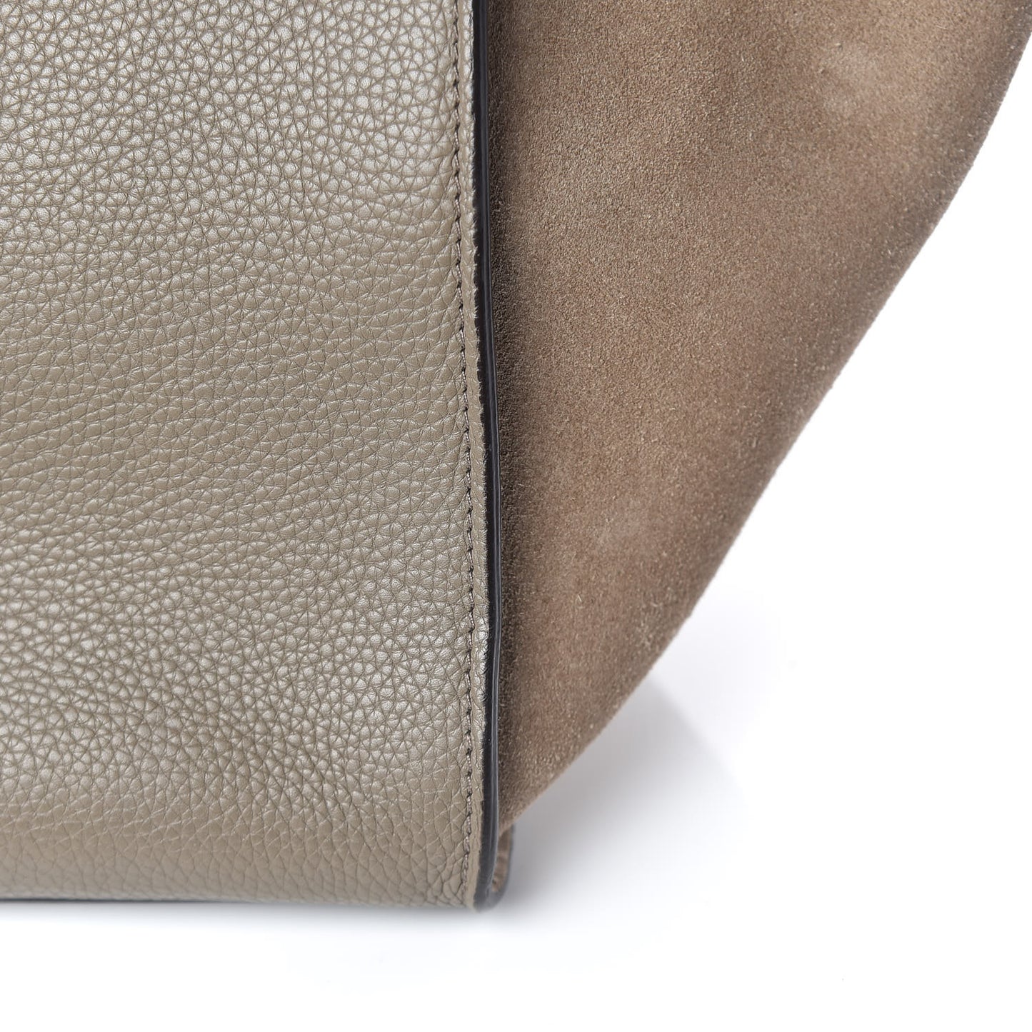 Drummed Calfskin Suede Medium Trapeze Taupe