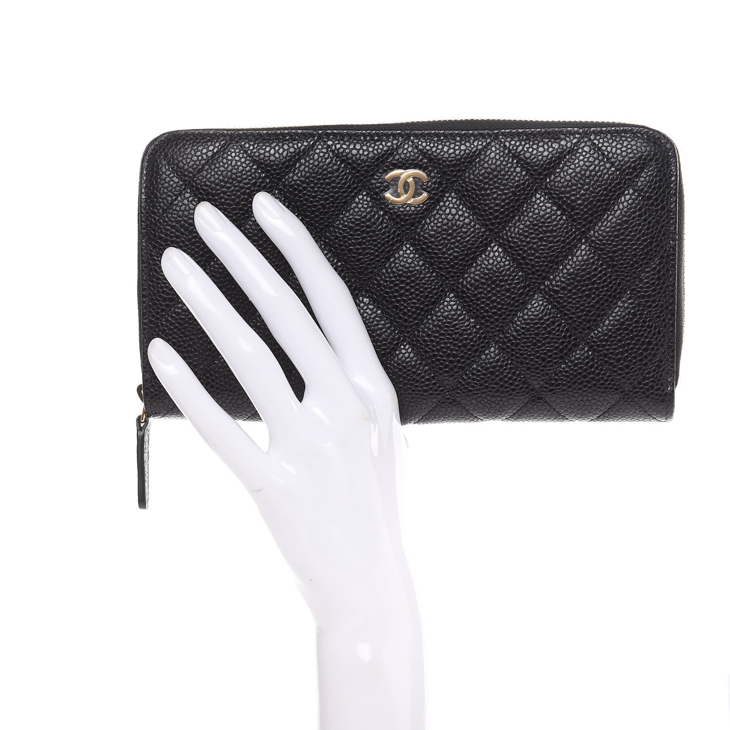 Chanel Caviar Quilted Large Gusset Zip Around Wallet Black 2 of 9