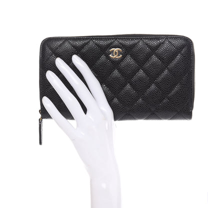 Chanel Caviar Quilted Large Gusset Zip Around Wallet Black 2 of 9