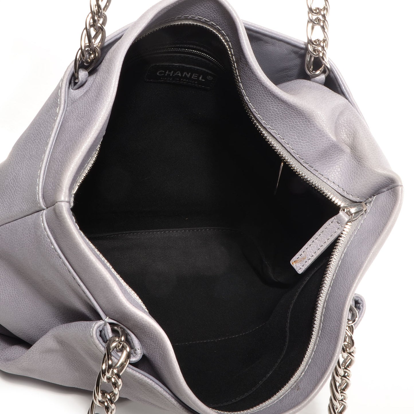 Caviar Large CC Tuck Tote Grey