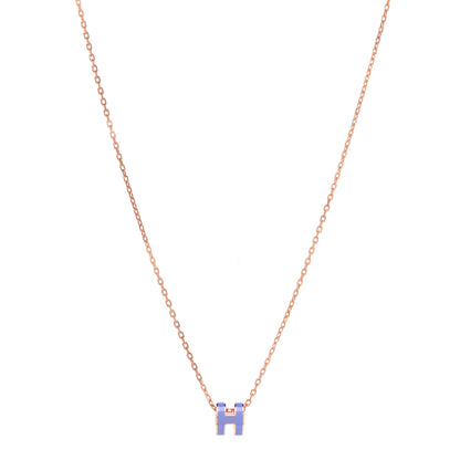 Hermes Rose Gold Mini Pop H Pendant Necklace Lilas 1 of 8