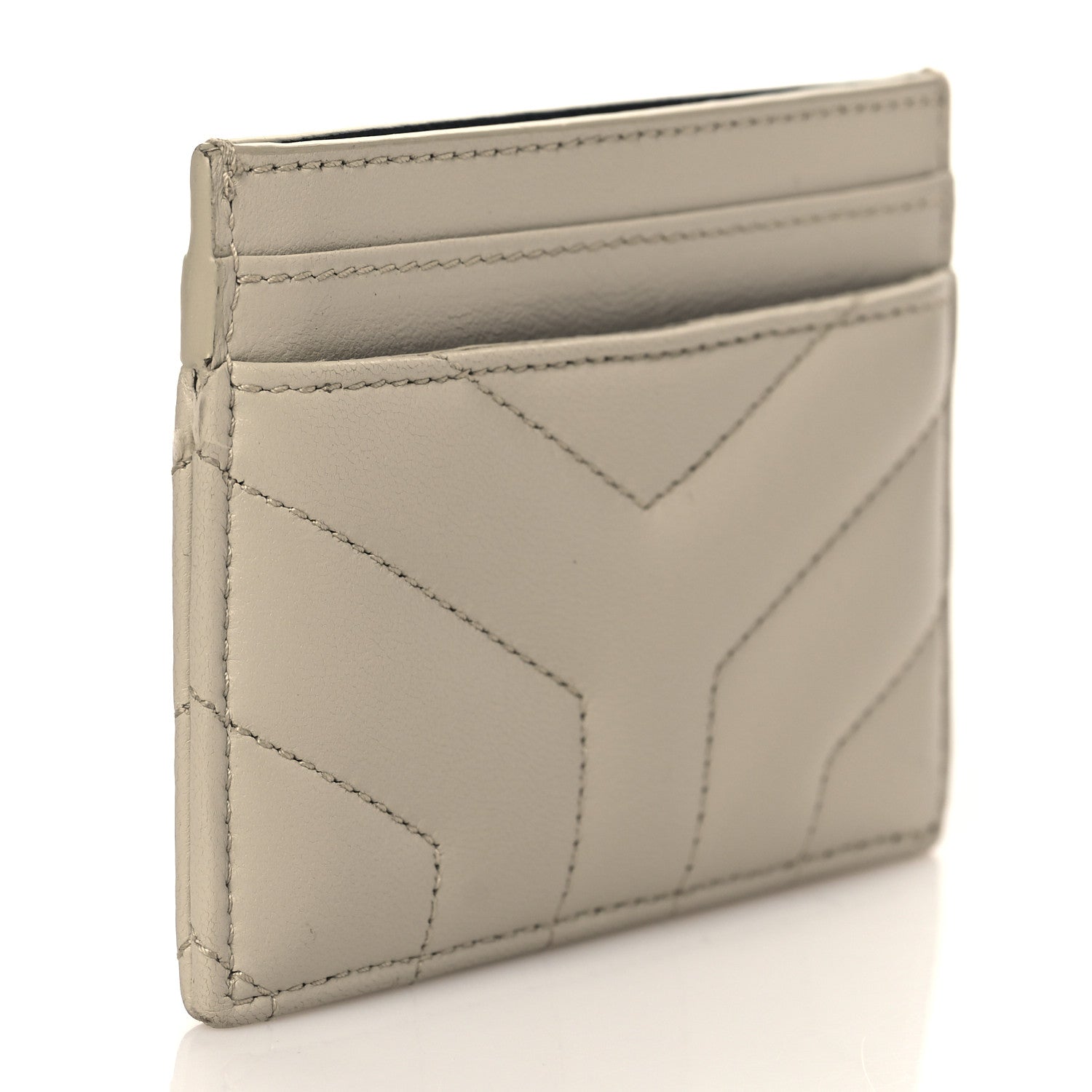 Saint Laurent Calfskin Y Quilted Monogram LouLou Credit Card Case Ivory 3 of 9