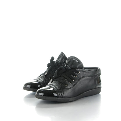 Chanel Lambskin Patent Cap Toe CC Sneakers 35.5 Black 3 of 7
