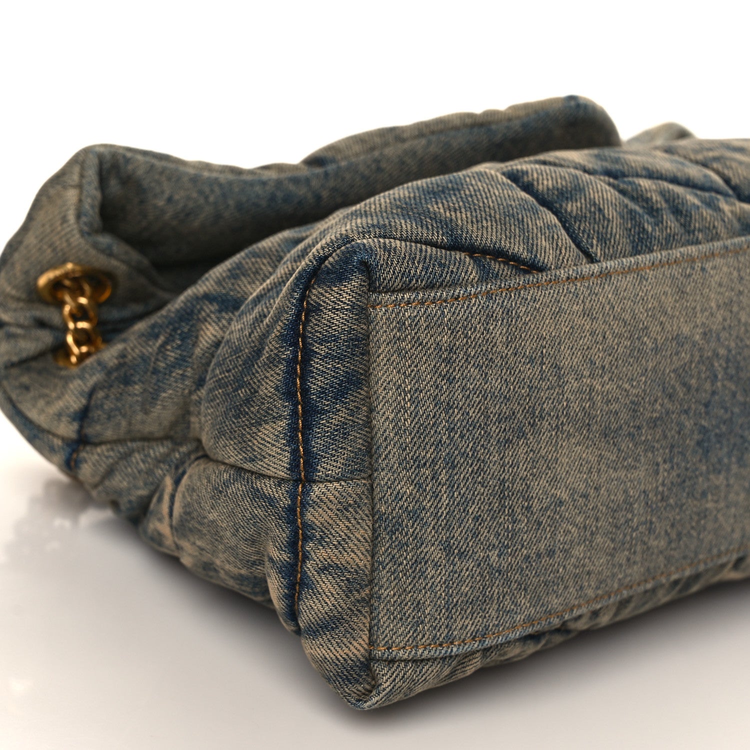 Saint Laurent Denim Quilted Small Loulou Puffer Monogram Chain Satchel Rodeo Blue 7 of 8