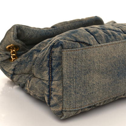 Saint Laurent Denim Quilted Small Loulou Puffer Monogram Chain Satchel Rodeo Blue 7 of 8