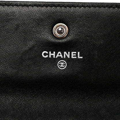 Chanel Lambskin Quilted Large Gusset Flap Wallet Black 6 of 8