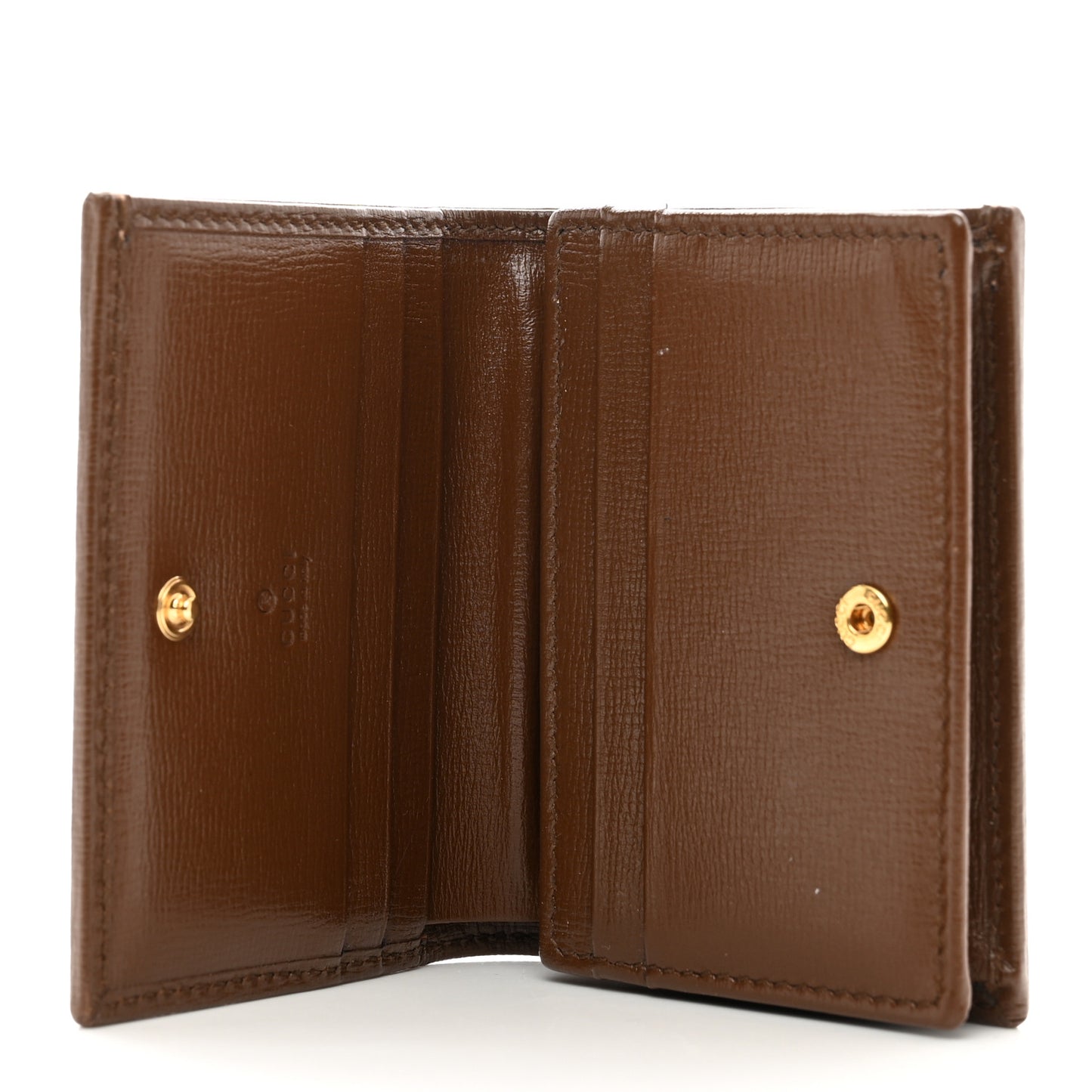GG Supreme Monogram Horsebit 1955 Card Case Wallet Beige Ebony Brown Sugar