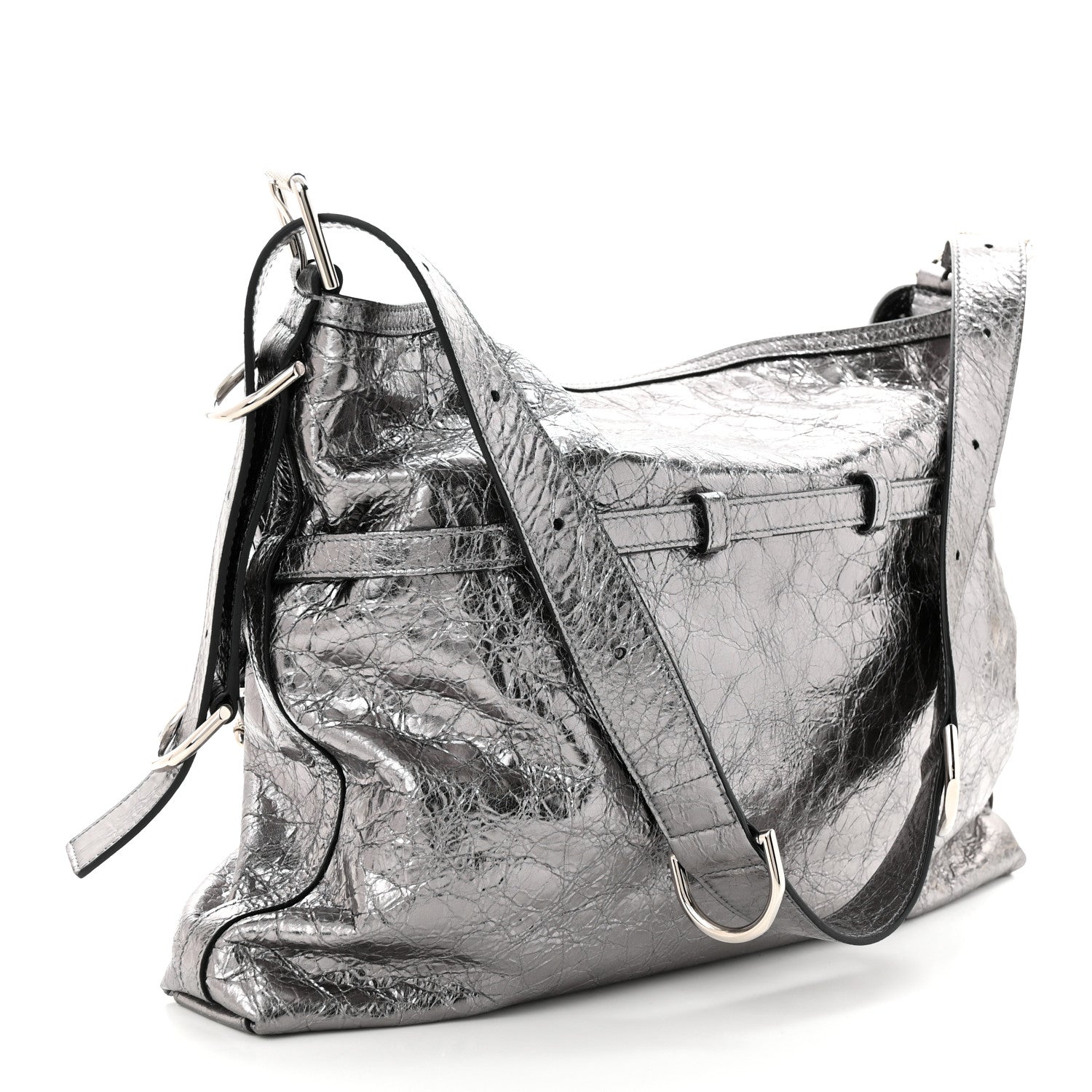 Givenchy Metallic Calfskin Medium Voyou Bag Silver 3 of 11
